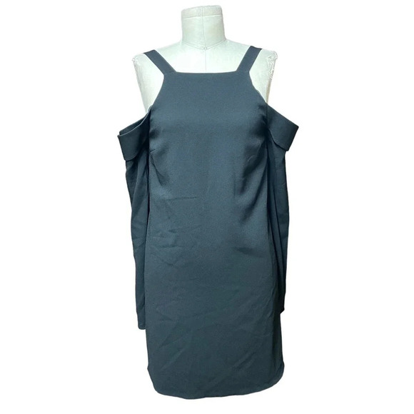 Tibi Black Cold-Shoulder‎ Square Neck Dress Size US 2 - Picture 2 of 13